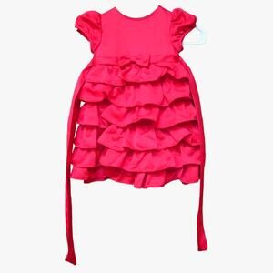 Marmellata Girl’s Dress, Red, Layered Ruffles, Bow, Cap Sleeves, Size 2T